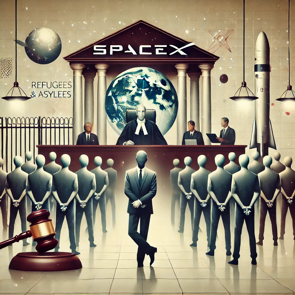 وصف تفصيلي وجذاب لمدونة بعنوان: "الولايات المتحدة تقاضي شركة سبيس إكس التابعة لإيلون ماسك بسبب التمييز المزعوم في التوظيف ضد اللاجئين وطالبي اللجوء"